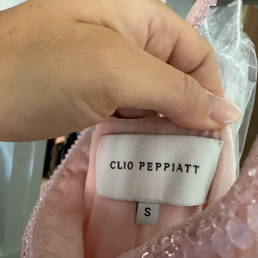 Clio Peppiatt Embellished stretch-mesh mini dress, baby pink - Picture 8 of 11